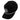 Side of a black cap with a black and white rubber patch and decorative rope across the bill.