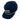 side of a navy-blue baseball cap with a white rope across the bill and a logo patch on the front.