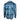 Back view of a long-sleeve, hooded shirt featuring a blue camouflage pattern.
