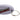 Close up of a white oval keychain with a metal ball chain on the end.