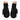 A pair of black mittens on hands with the palms facing up, featuring textured grips and a fold-over mitt design.